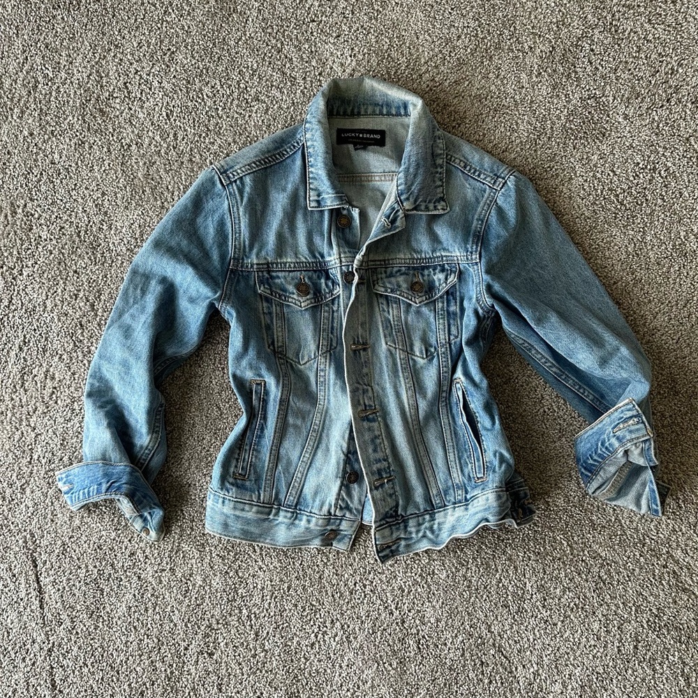 Lucky Brand Women's The Tomboy Trucker Denim Jean Jacket Sz SP Scandi Girl Boho